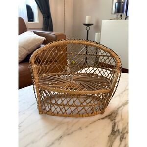 Vintage Boho Wicker Rattan Plant Basket Cachepot Planter Holder